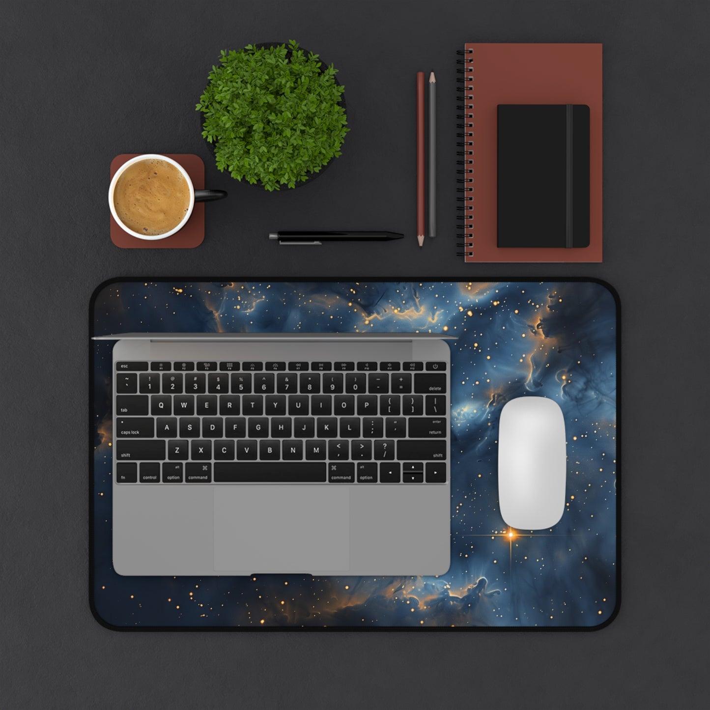 Cosmic Nebula Computer Desk Mat | Deep Space Mouse Pad | Anti-Slip Neoprene Desk Mat for Home Office | 3 Sizes Available