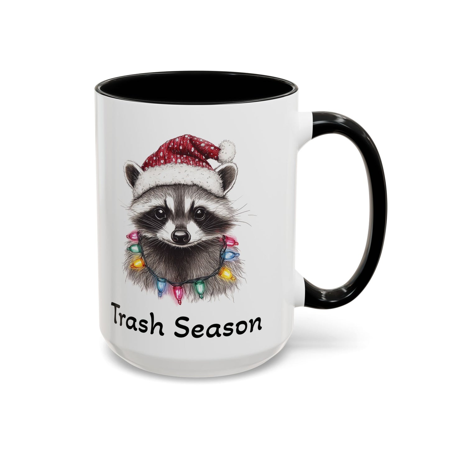 Trash Season Cute Racoon Ceramic Mug - Funny Christmas Raccoon Design - Perfect for Holiday Humor