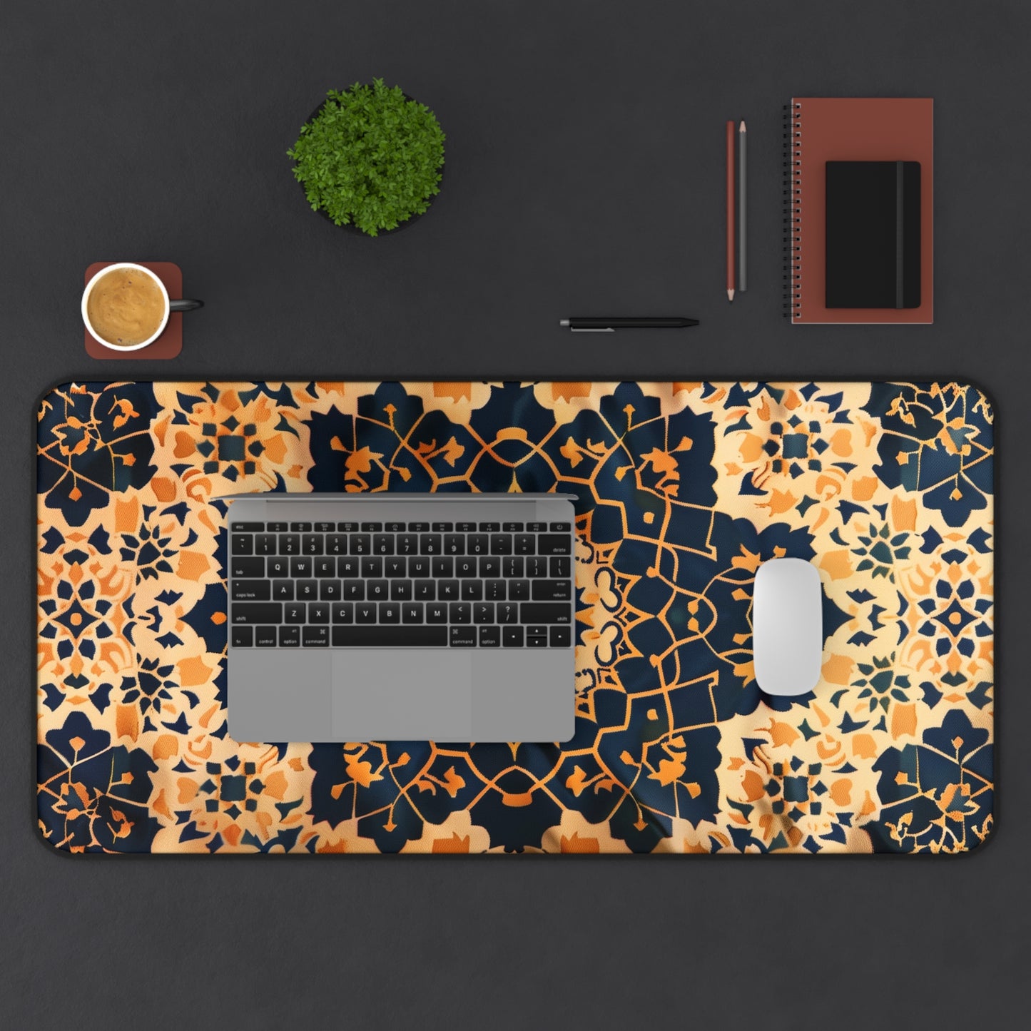 Mandala Pattern Computer Desk Mat | Geometric Mouse Pad | Anti-Slip Neoprene Desk Mat for Home Office | 3 Sizes Available