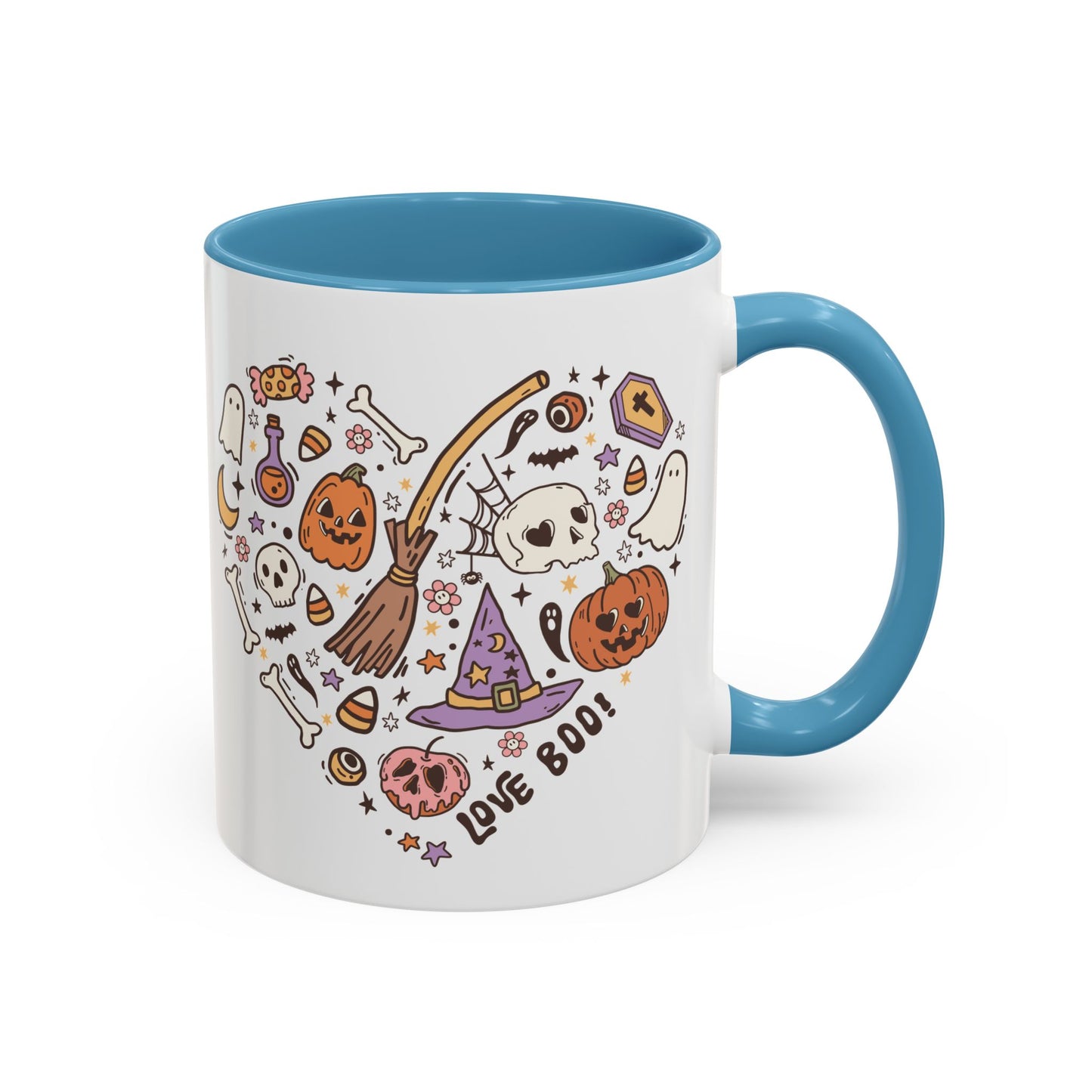 Love Boo! Halloween Mug | 11oz and 15oz Ceramic Coffee Cup | Spooky Heart Design