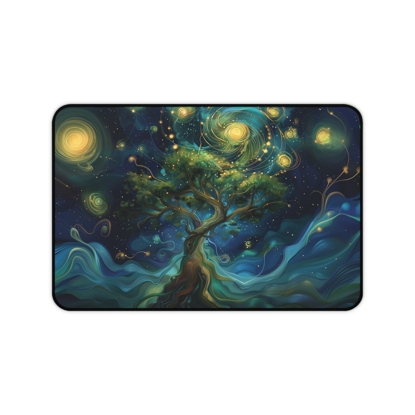 Mystical Tree Desk Mat | Enchanted Night Sky Design | Neoprene | Anti-Slip | 3 Sizes | Office Decor