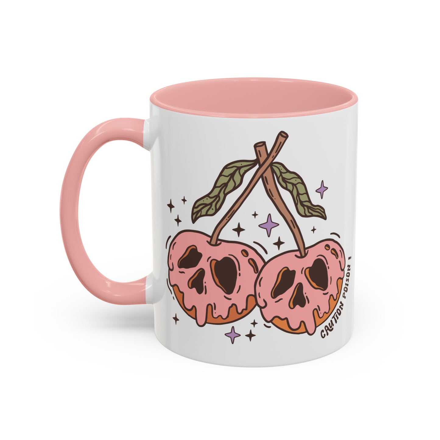 Caution Poison! Skull Cherries Mug | 11oz and 15oz Ceramic Coffee Cup | Halloween Poison Warning Design