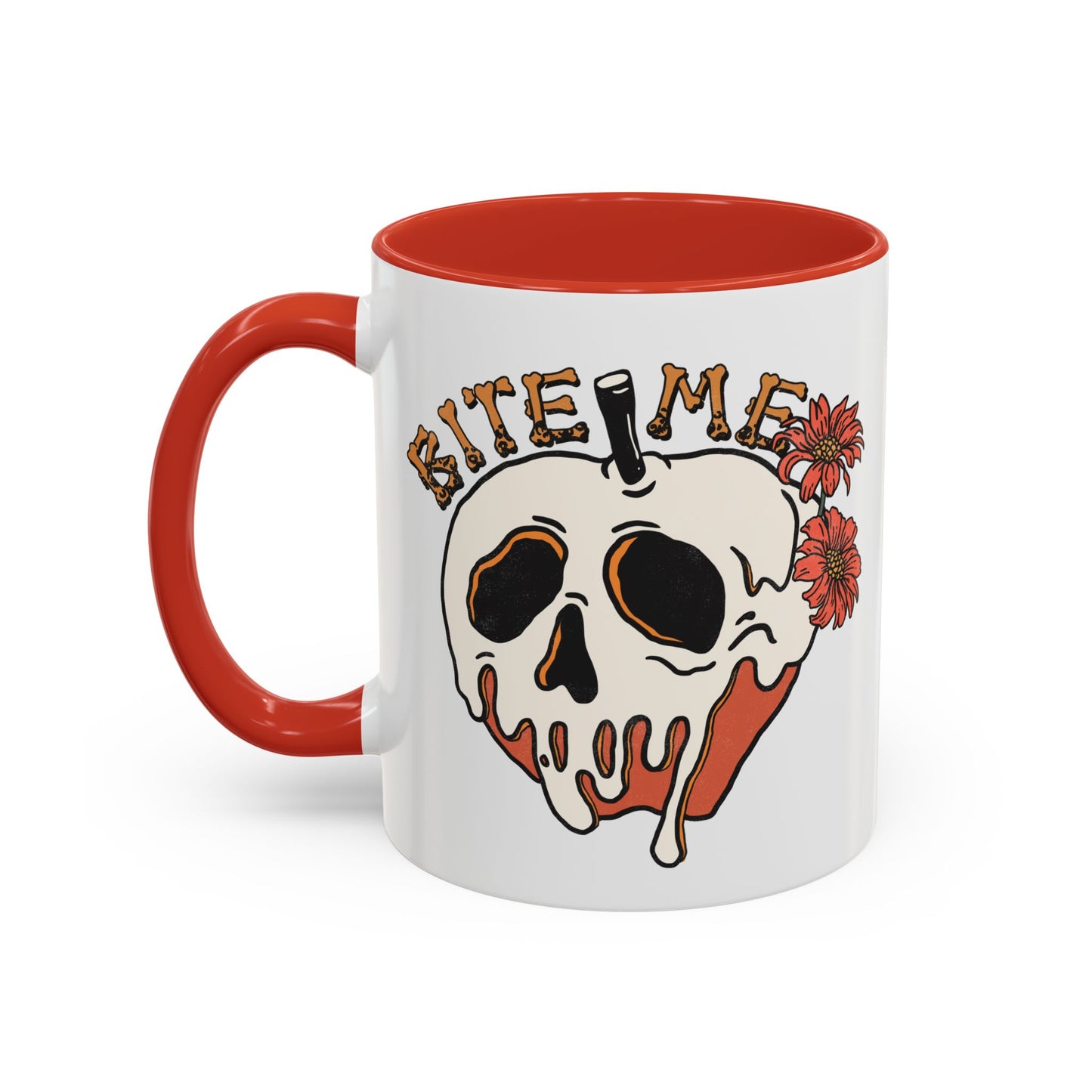 Bite Me Halloween Mug | Poison Apple Skull Design | Spooky Coffee Mug | Fall Drinkware | Gothic Gift Idea