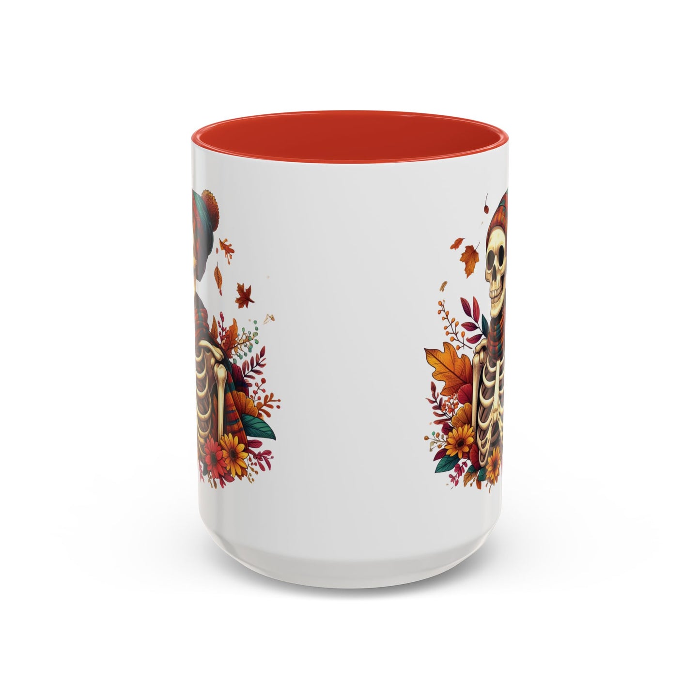 Cozy Fall Skeleton Mug | Cute Autumn Skeleton Coffee Mug | Fall-Themed Drinkware | Halloween Skeleton in Scarf Design