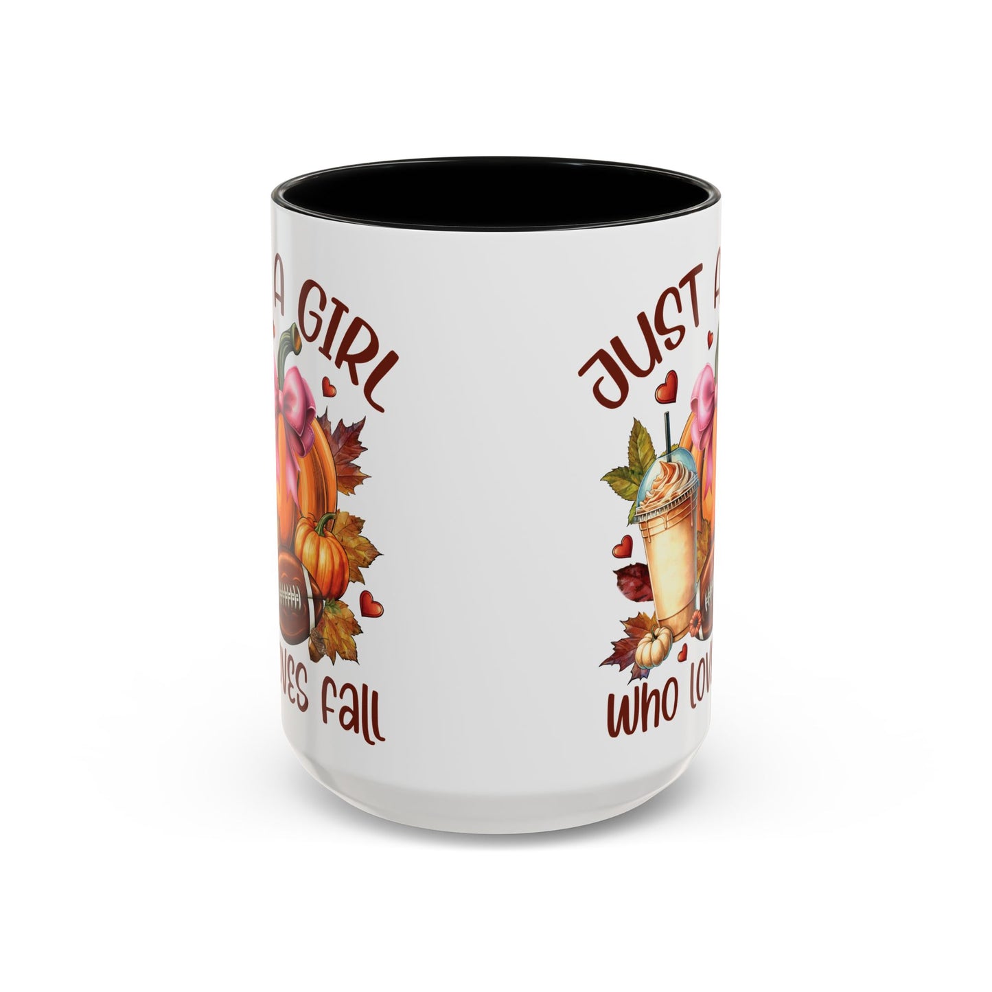 Just a Girl Who Loves Fall Mug | 11oz and 15oz Ceramic Coffee Cup | Autumn, Pumpkin, and Football Design