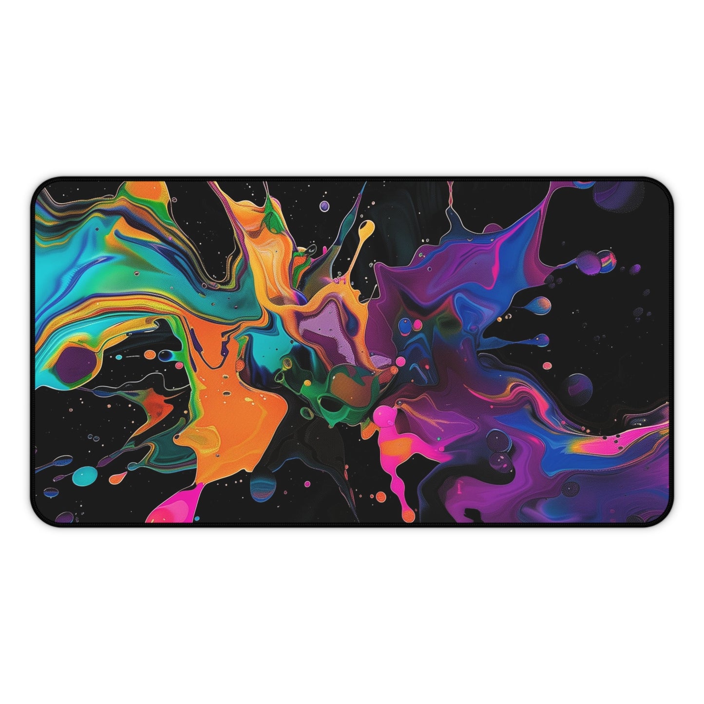 Abstract Paint Splash Desk Mat | Colorful Neoprene Mouse Pad | Anti-Slip Office Desk Mat | 3 Sizes Available