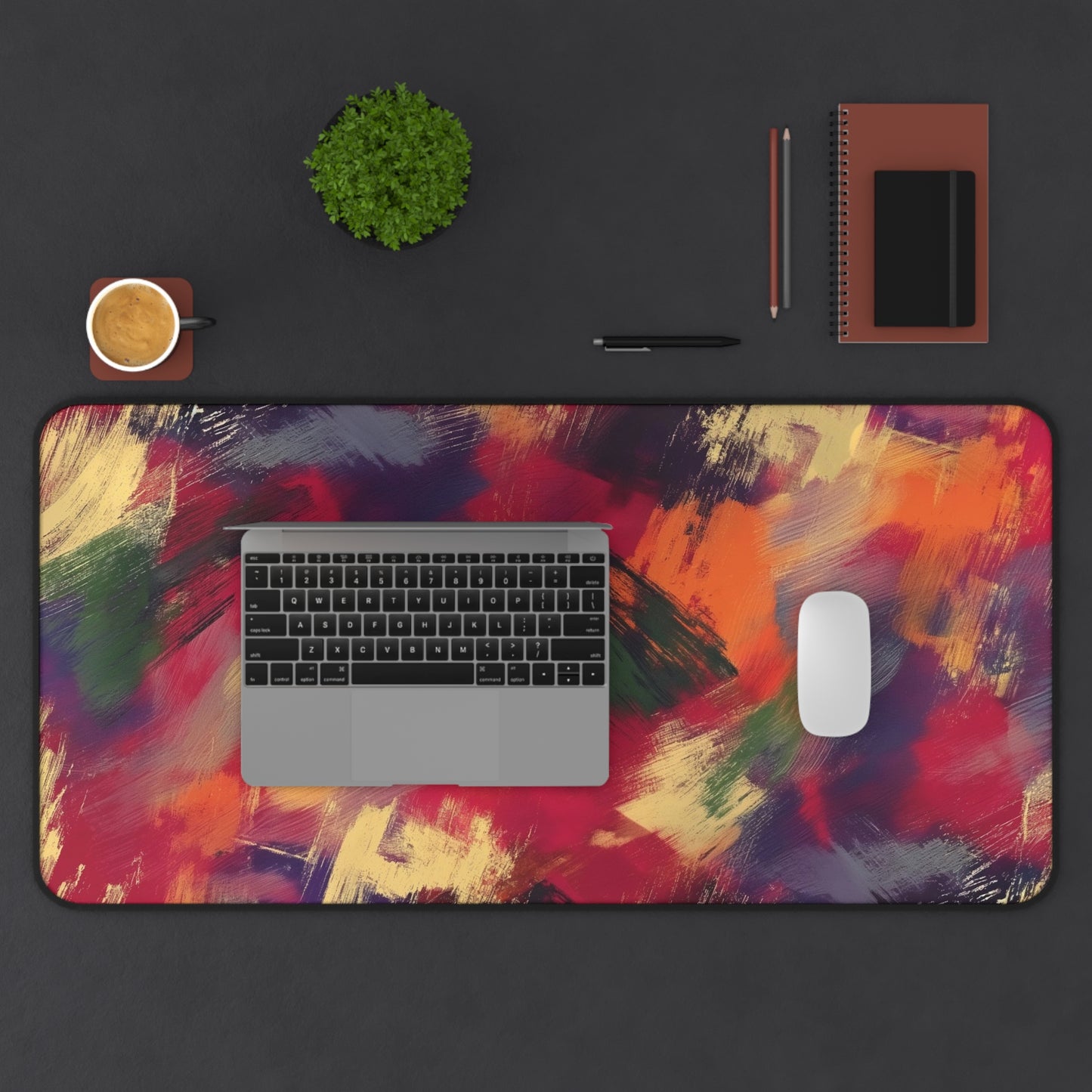 Color Splash Desk Mat | Bold Abstract Neoprene Mouse Pad | Vibrant Anti-Slip Office Desk Mat | 3 Sizes Available