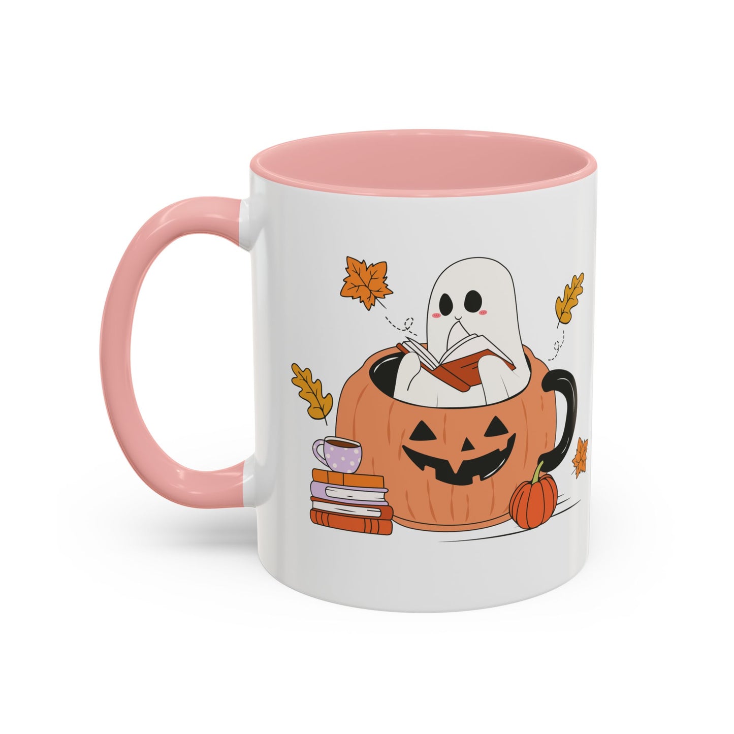 Cozy Ghost in Pumpkin Mug | 11oz and 15oz Ceramic Coffee Cup | Cute Autumn & Halloween Design