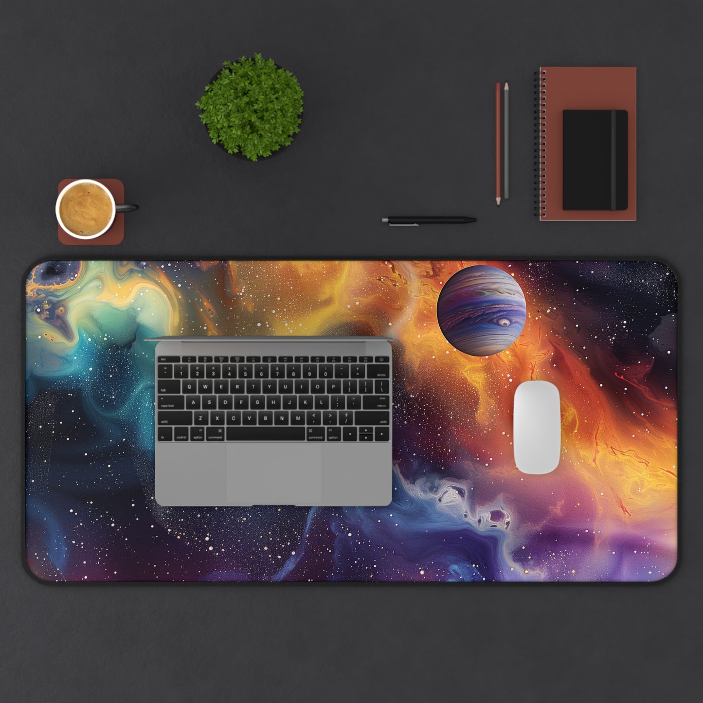 Cosmic Nebula Computer Desk Mat | Galactic Mouse Pad | Anti-Slip Neoprene Desk Mat for Home Office | 3 Sizes Available