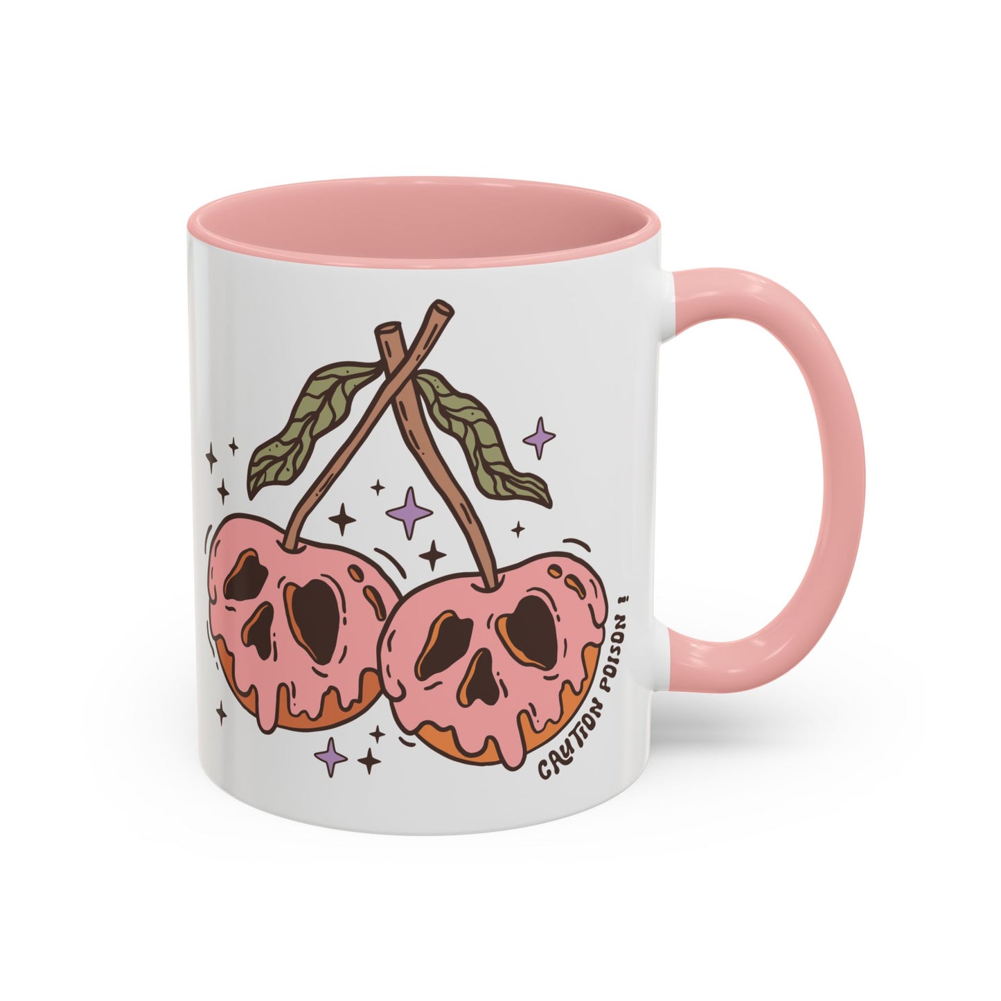 Caution Poison! Skull Cherries Mug | 11oz and 15oz Ceramic Coffee Cup | Halloween Poison Warning Design