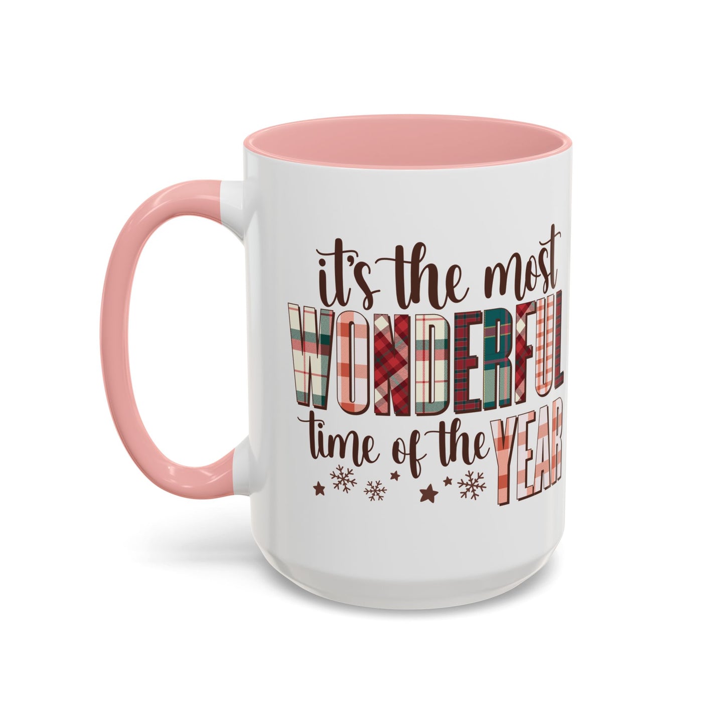 It's the Most Wonderful Time of the Year Christmas Mug | Plaid Text Holiday Design | Festive Winter Coffee Mug