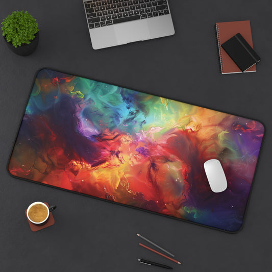 Vibrant Nebula Desk Mat | Neoprene | Anti-Slip | 3 Sizes | Cosmic Office Decor