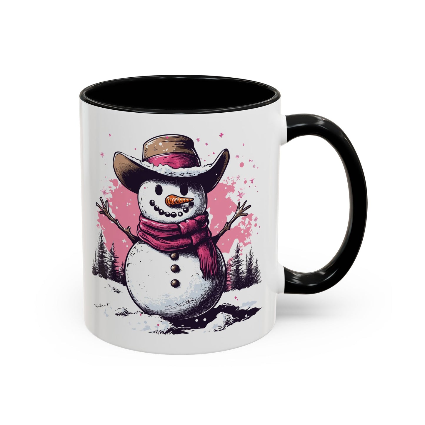 Cowboy Snowman Ceramic Mug - Festive Western Holiday Design - Perfect for Christmas and Winter Fun