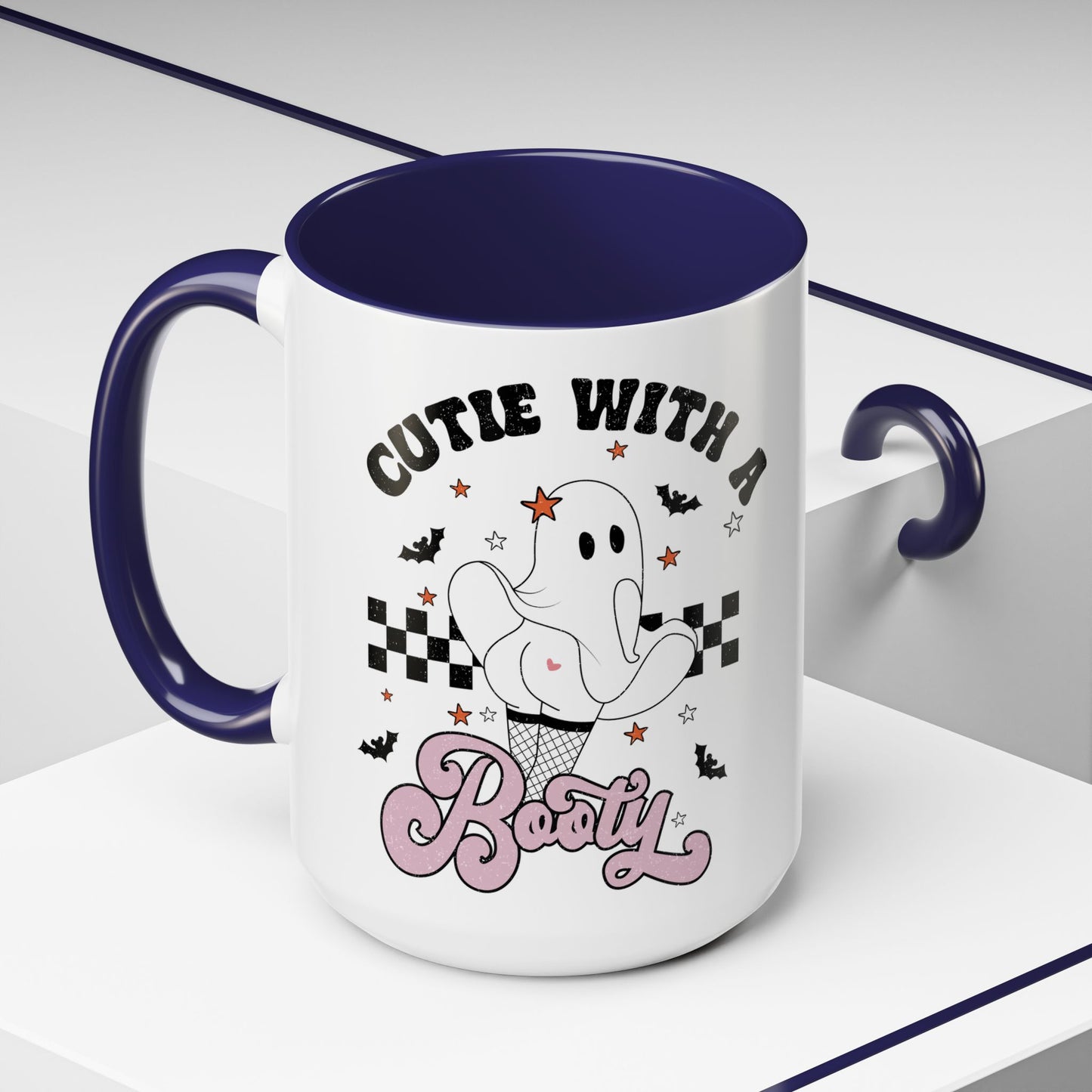 Cutie with a Booty Halloween Ghost Mug | 11oz and 15oz Ceramic Coffee Cup | Funny Halloween Design