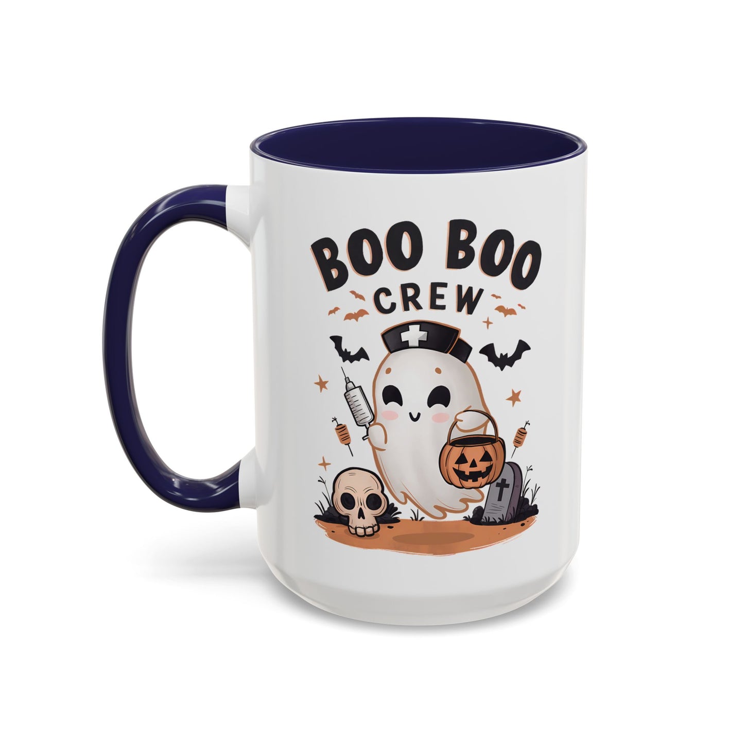 Boo Boo Crew Halloween Mug | Cute Ghost Nurse Design | 11oz and 15oz Ceramic Coffee Cup