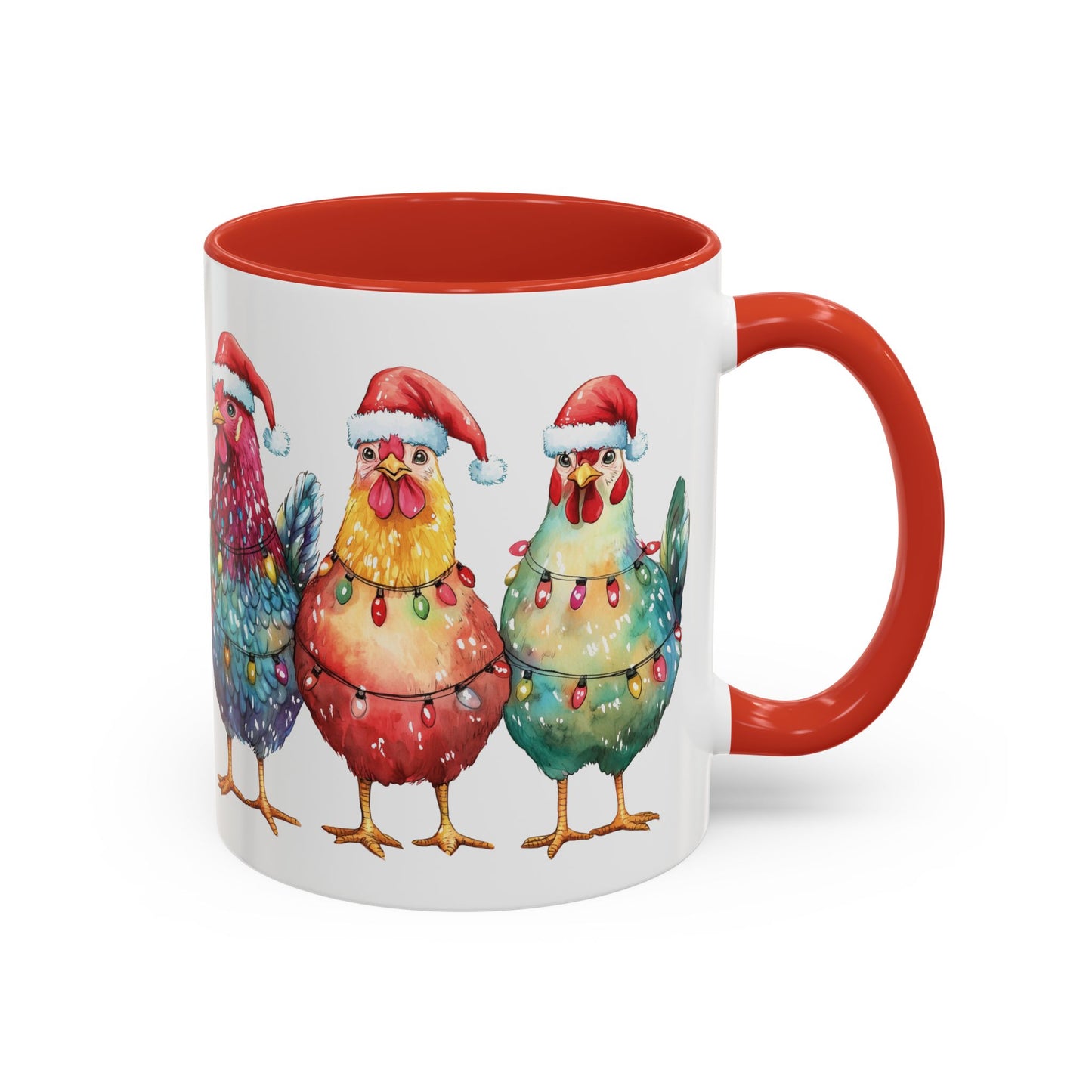 Christmas Chickens Mug - Festive Holiday Chicken Trio Design - Perfect for Farmhouse Christmas Decor