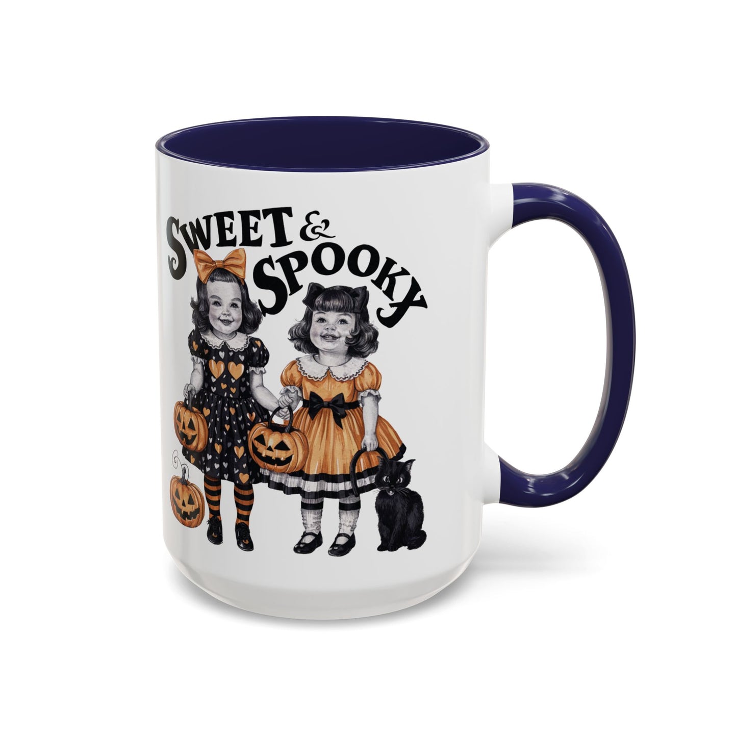 Sweet & Spooky Halloween Mug | Vintage Doll and Pumpkin Design | Cute Halloween Coffee Mug | Fall Drinkware | Trick or Treat Gift