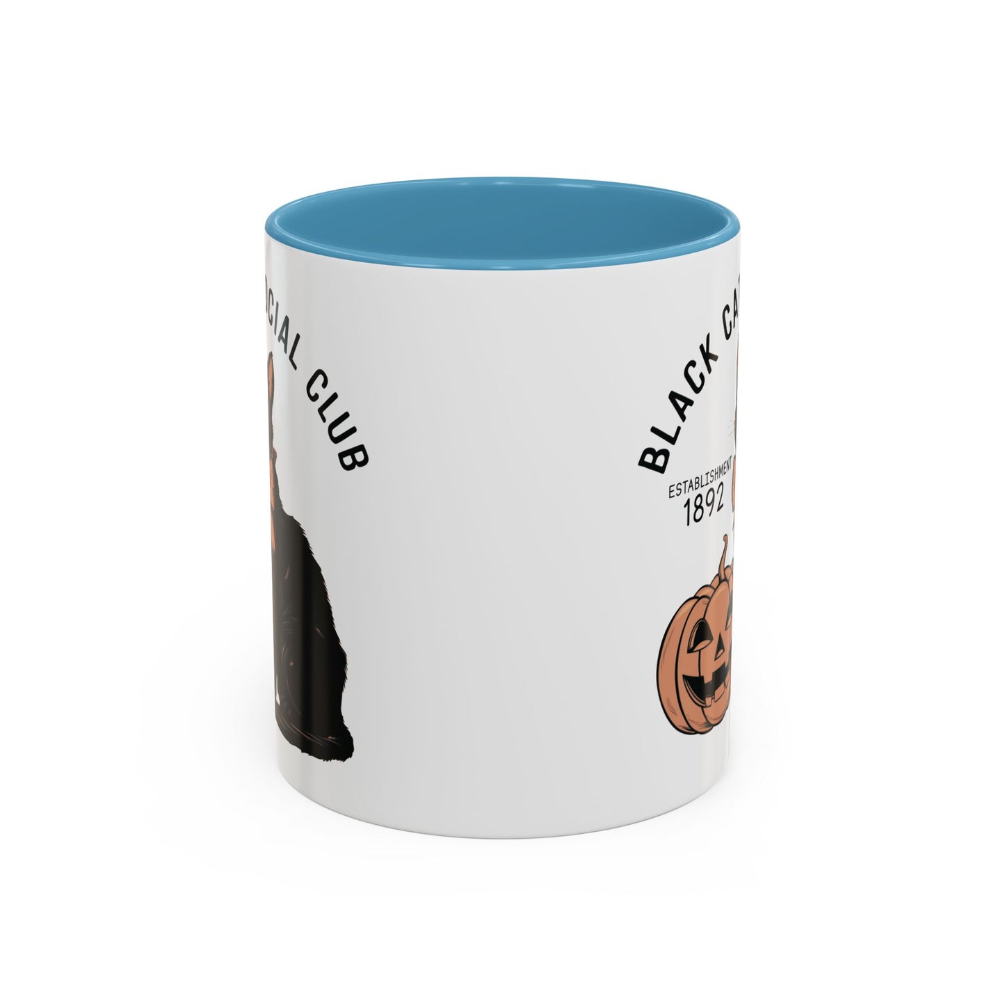 Black Cat Social Club Mug | Halloween Cat and Pumpkin Design | Spooky Coffee Mug | Fall Drinkware Gift