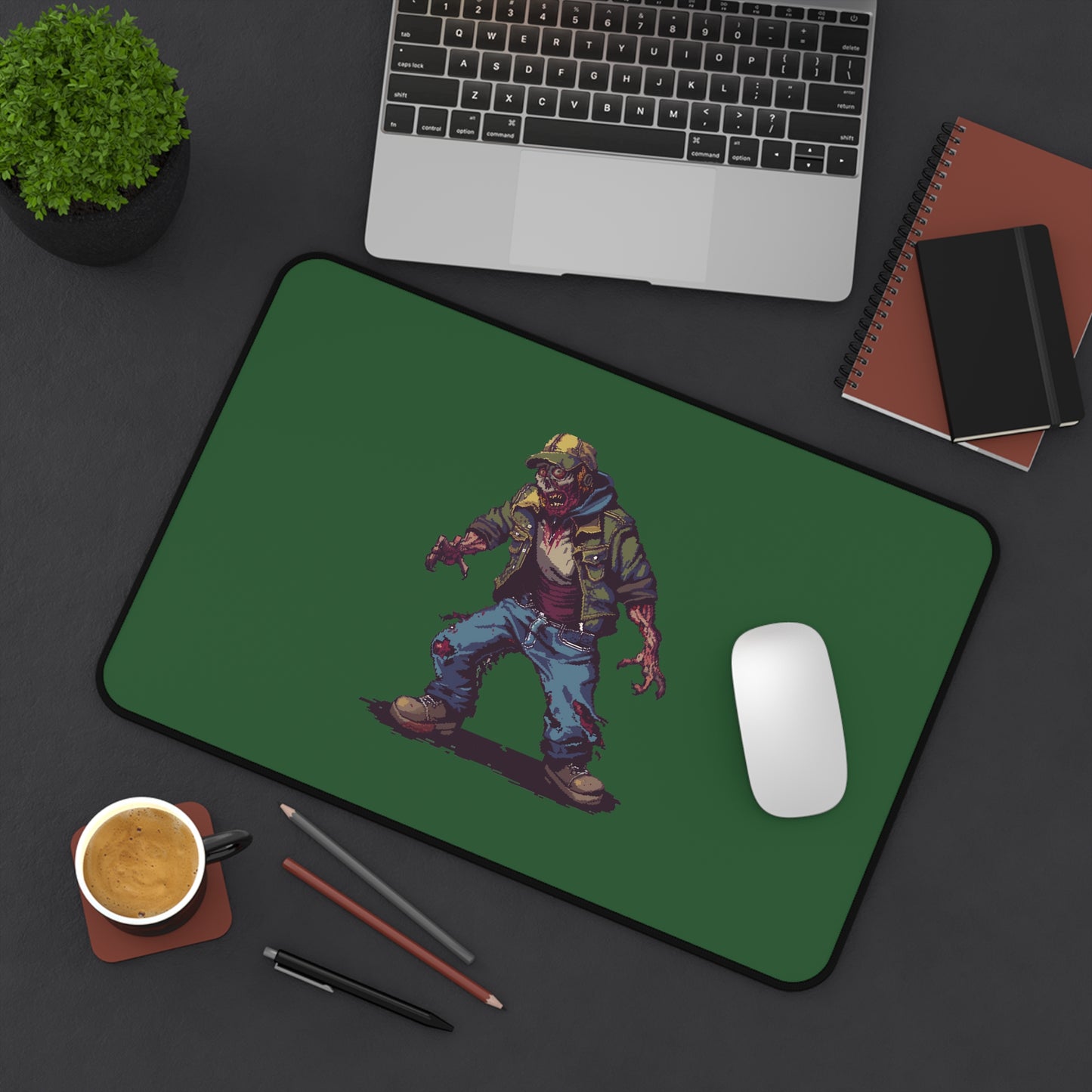 Zombie Gamer Desk Mat | Retro Pixel Art Mouse Pad | Neoprene | Anti-Slip | 3 Sizes