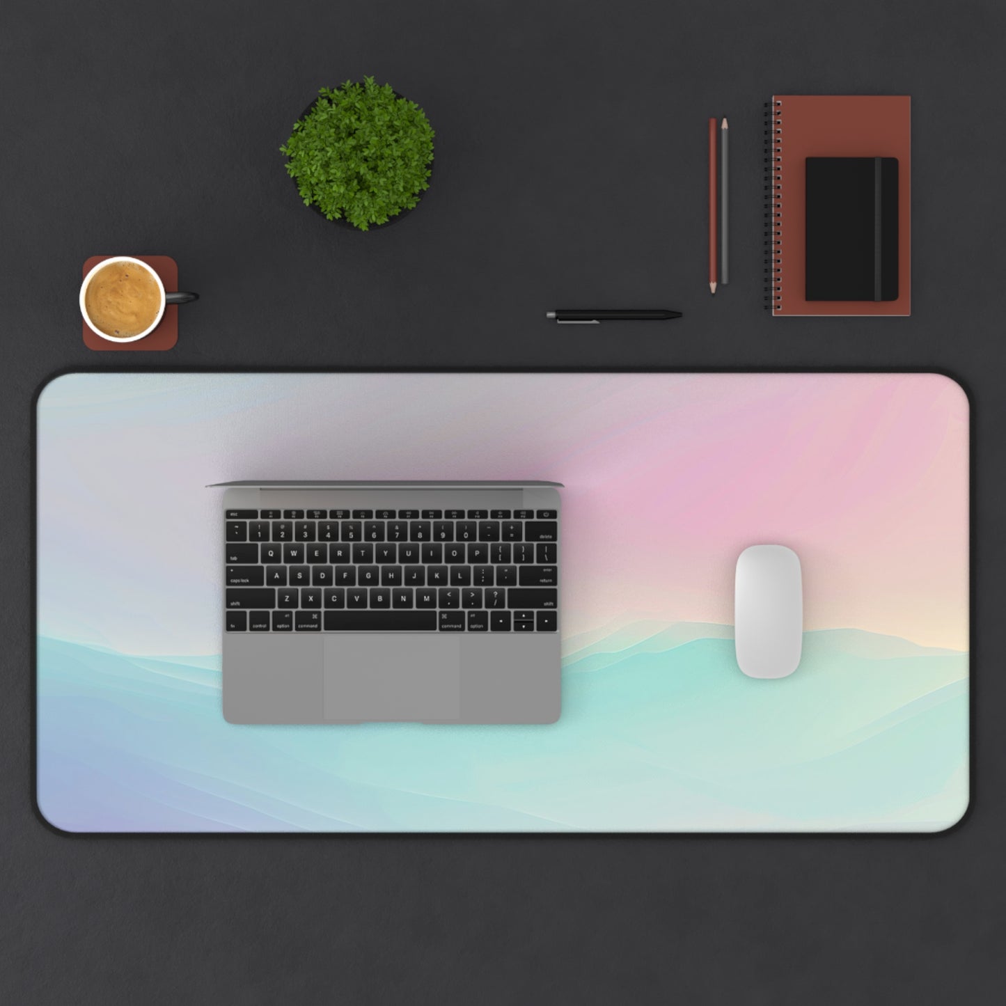 Pastel Dreamscape Computer Desk Mat | Minimalist Mouse Pad | Anti-Slip Neoprene Desk Mat for Home Office | 3 Sizes Available