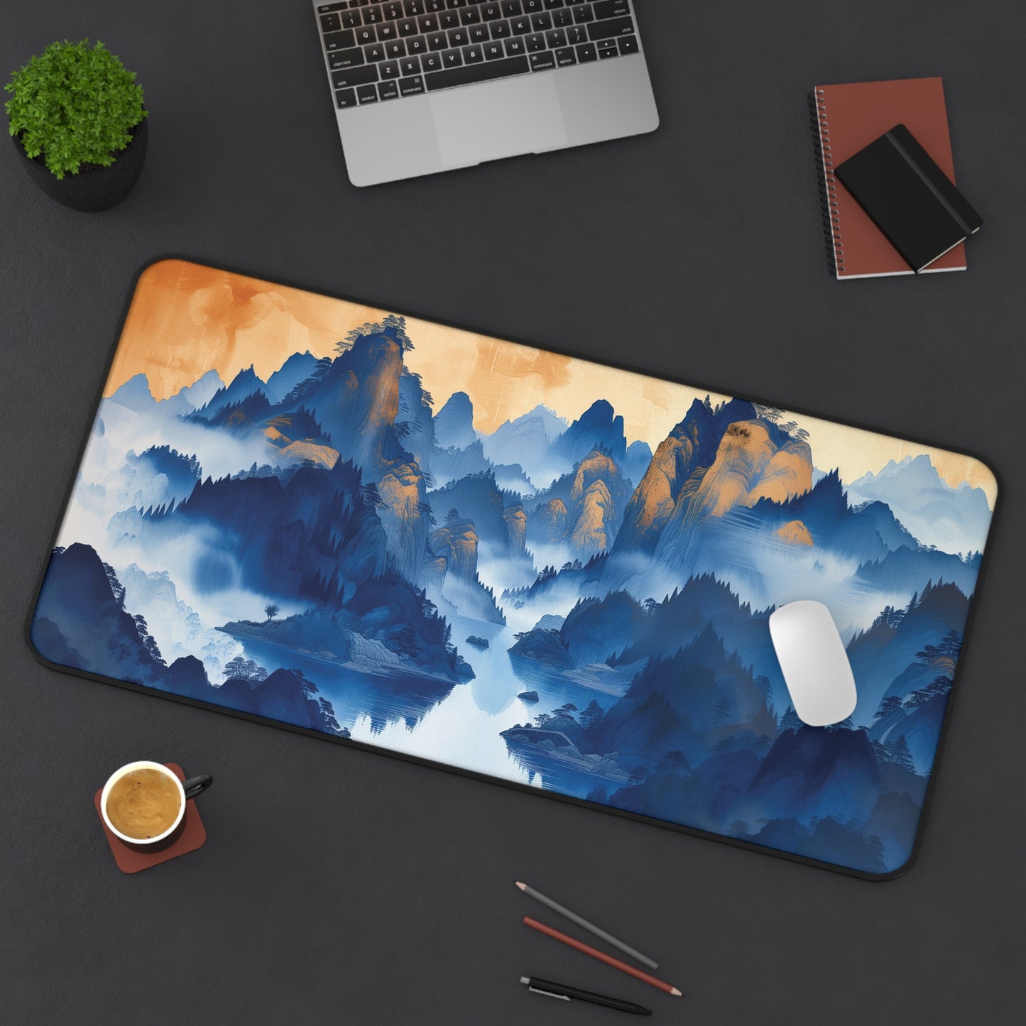 Serene Blue Mountains Desk Mat | Neoprene | Anti-Slip | 3 Sizes