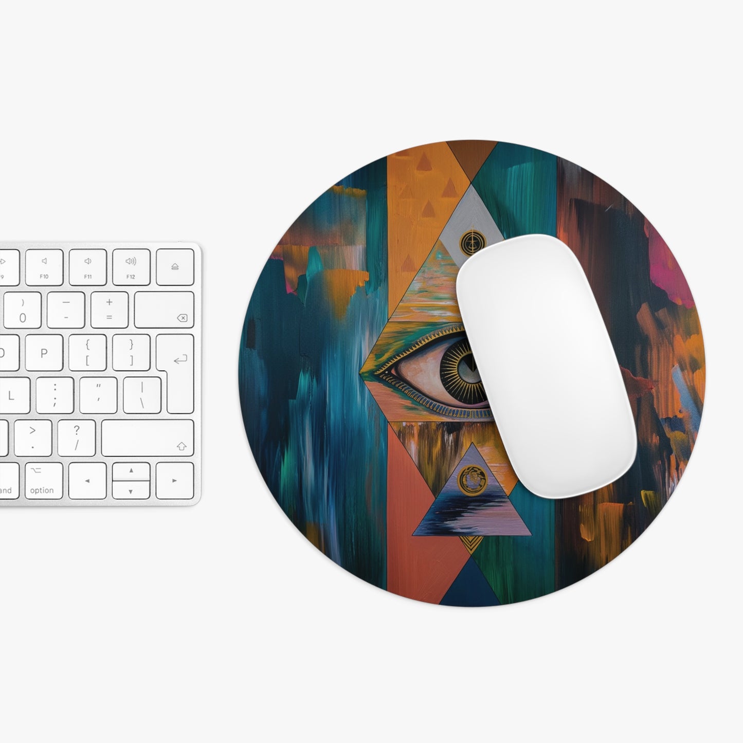 Abstract Eye Design Personalized Mouse Pad - Custom Round or Rectangle Neoprene Mousepad with Non-Slip Rubber Bottom