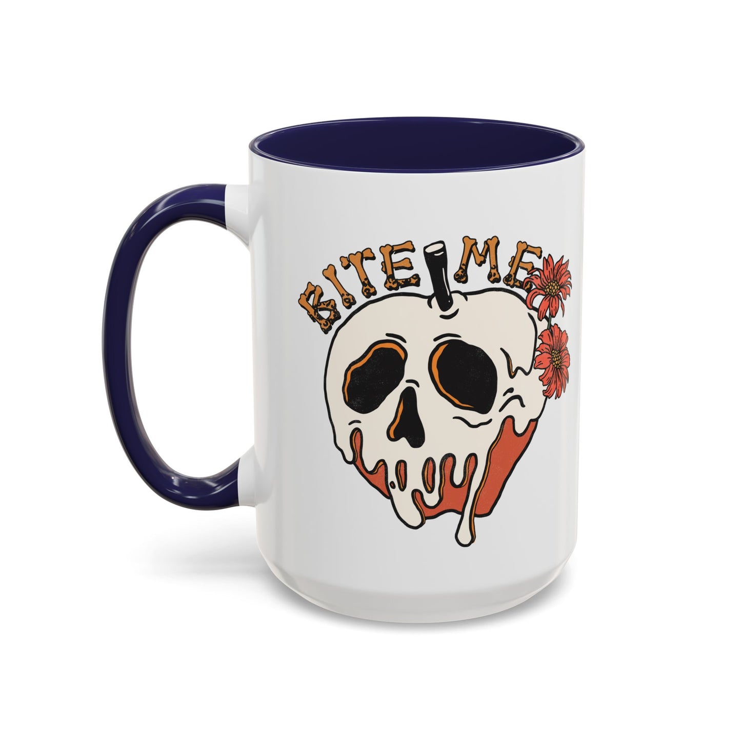 Bite Me Halloween Mug | Poison Apple Skull Design | Spooky Coffee Mug | Fall Drinkware | Gothic Gift Idea