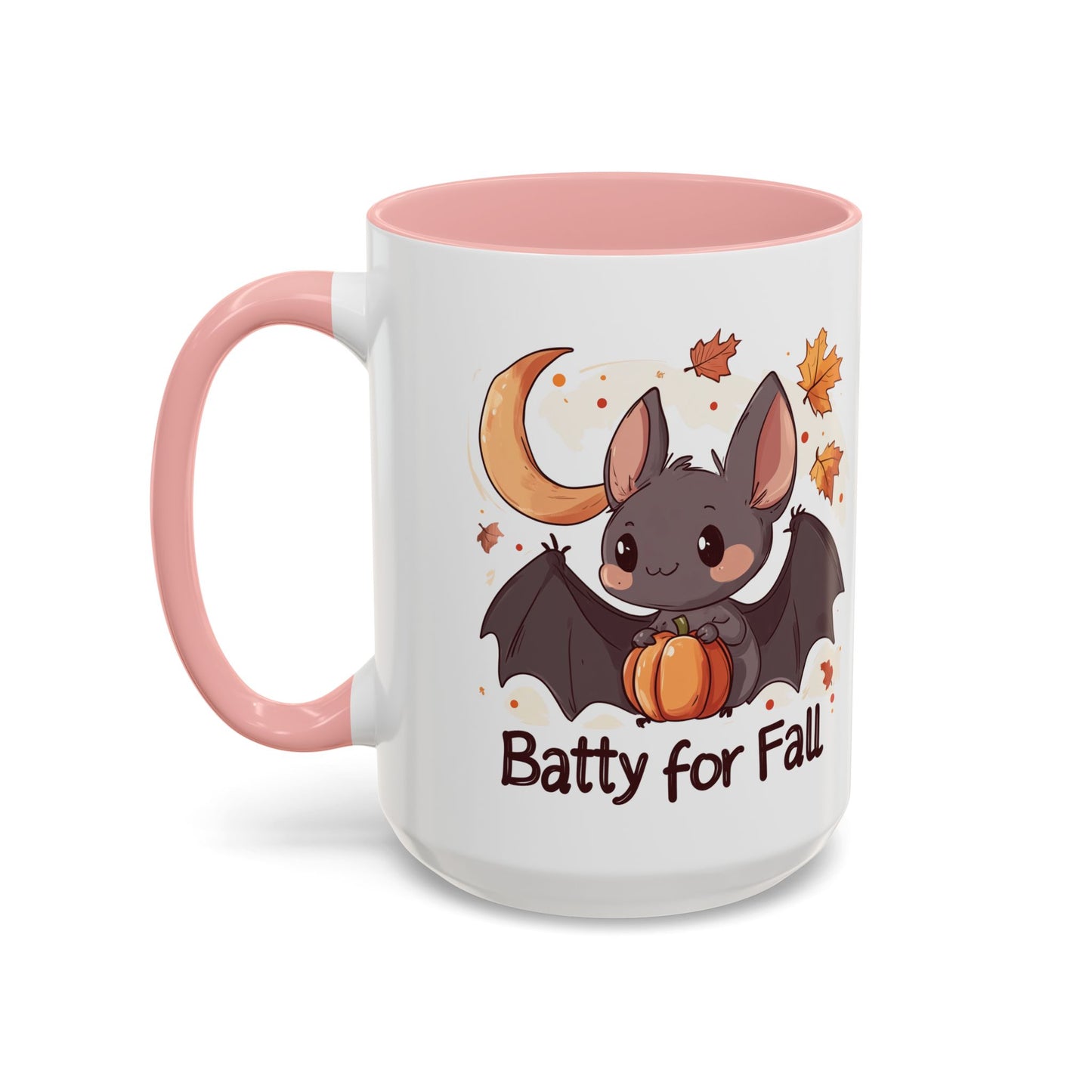 Batty for Fall Ceramic Mug - Adorable Bat and Pumpkin Design - Perfect for Halloween and Autumn Lovers