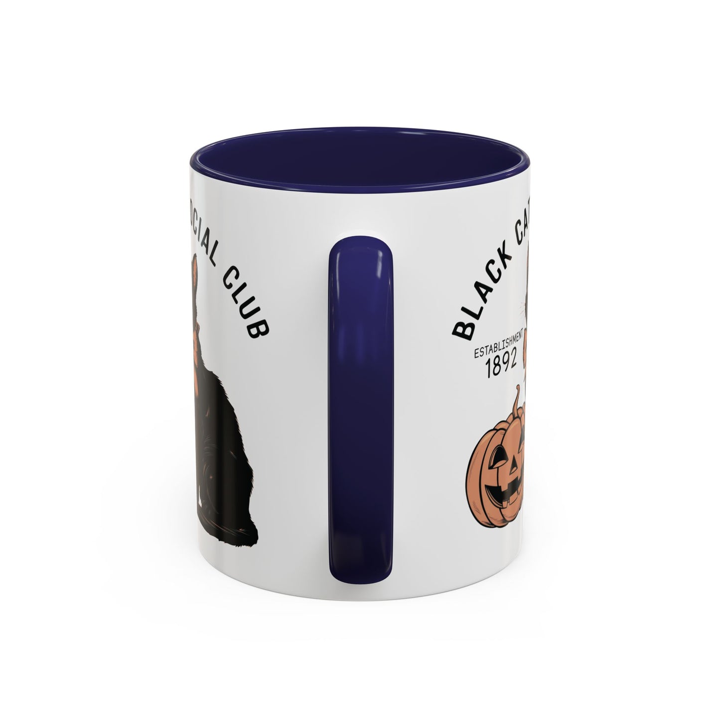 Black Cat Social Club Mug | Halloween Cat and Pumpkin Design | Spooky Coffee Mug | Fall Drinkware Gift