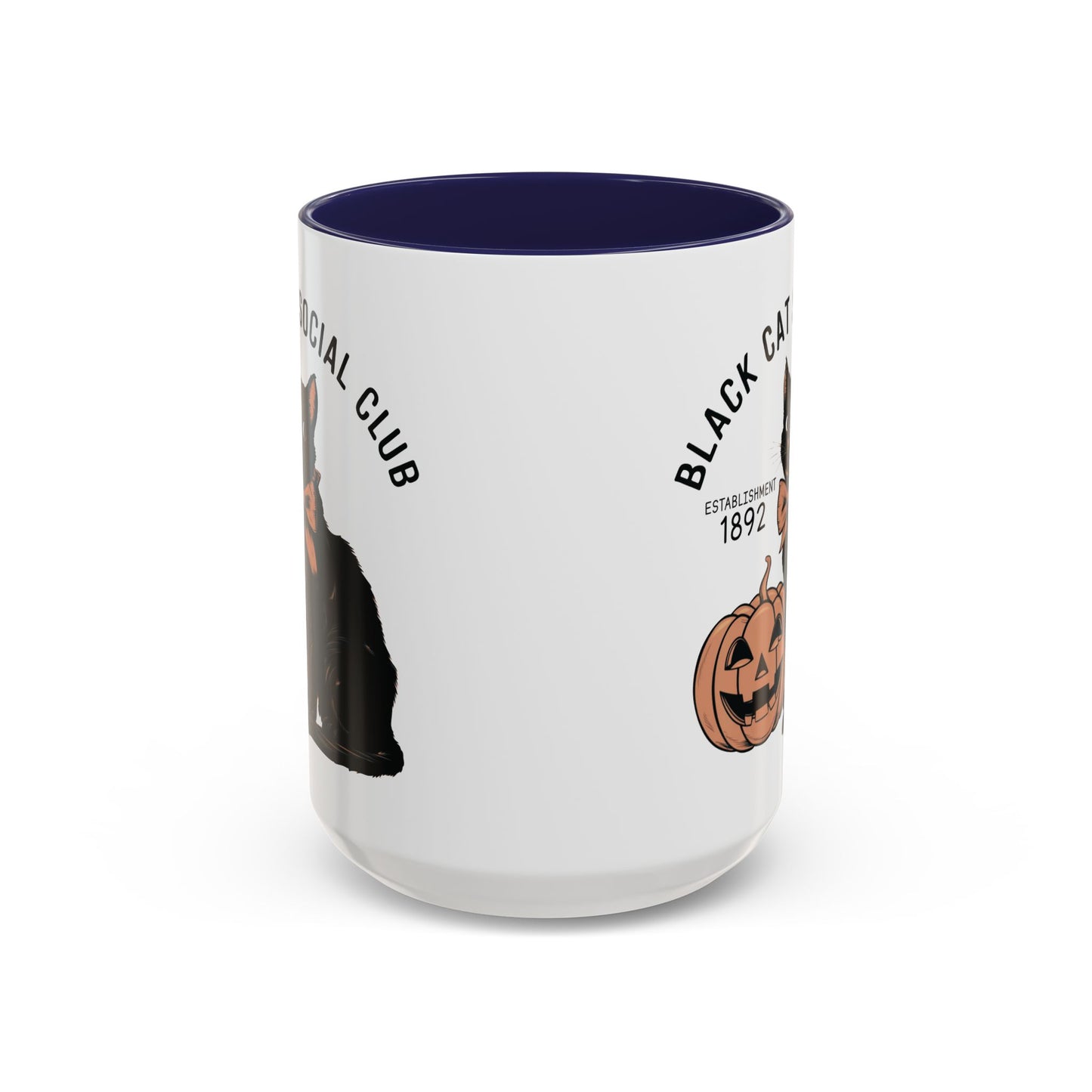 Black Cat Social Club Mug | Halloween Cat and Pumpkin Design | Spooky Coffee Mug | Fall Drinkware Gift