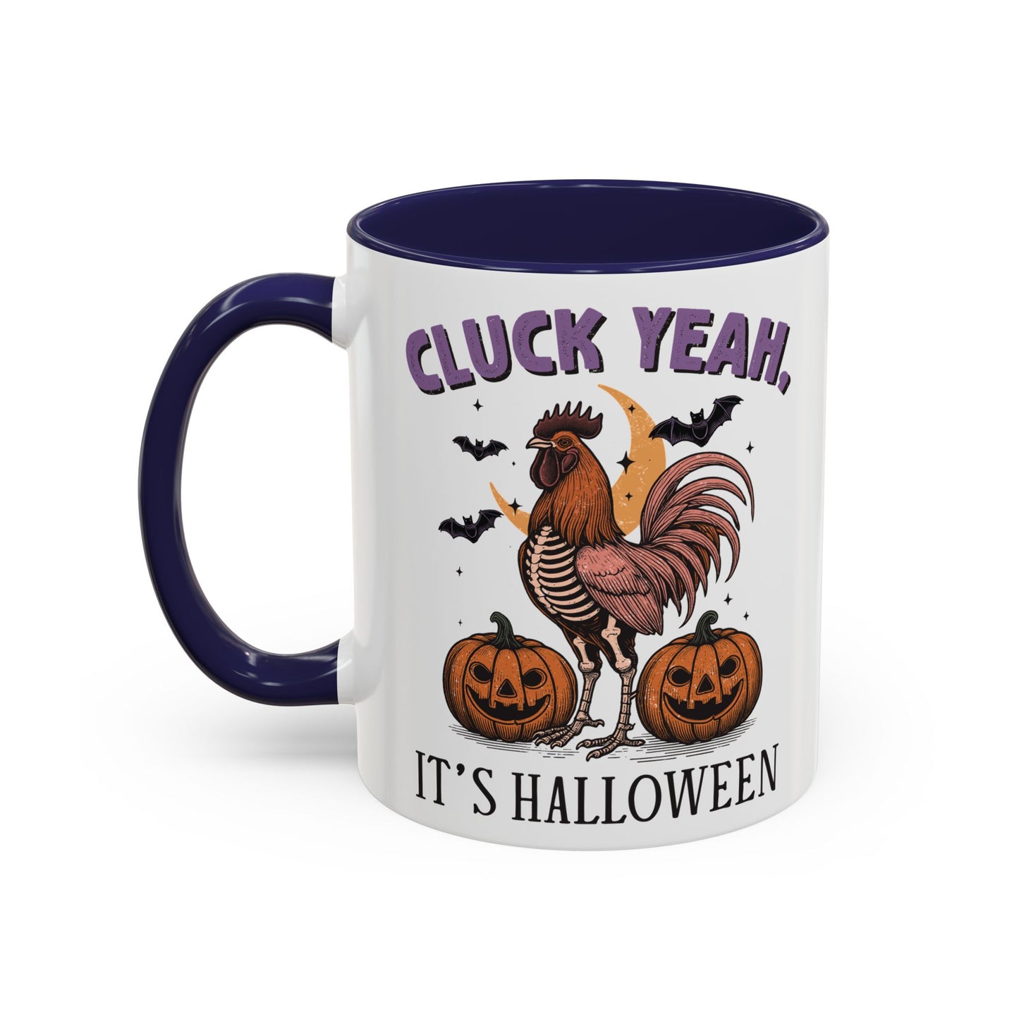 Cluck Yeah, It's Halloween Mug | Funny Rooster Halloween Coffee Cup | Spooky Chicken Design