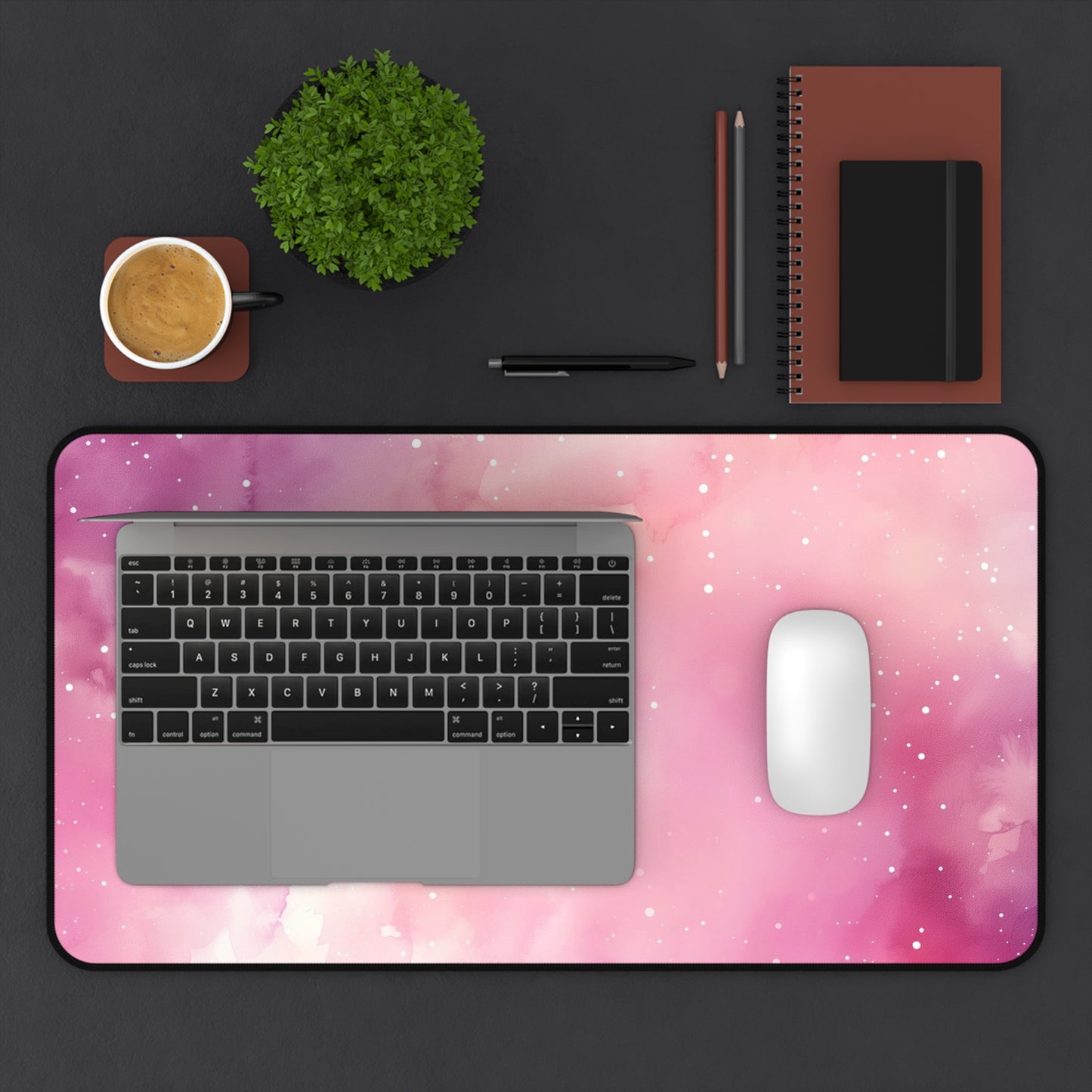 Pink Nebula Computer Desk Mat | Cosmic Pastel Mouse Pad | Anti-Slip Neoprene Desk Mat for Home Office | 3 Sizes Available