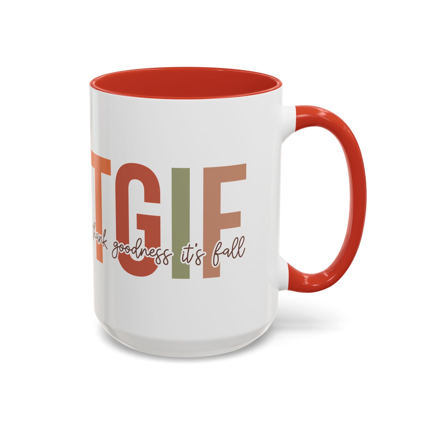 TGIF - Thank Goodness It's Fall Ceramic Mug - 11oz/15oz Autumn Coffee Cup | Cozy Fall Gift | 5 Color Options | Fall-Themed Mug