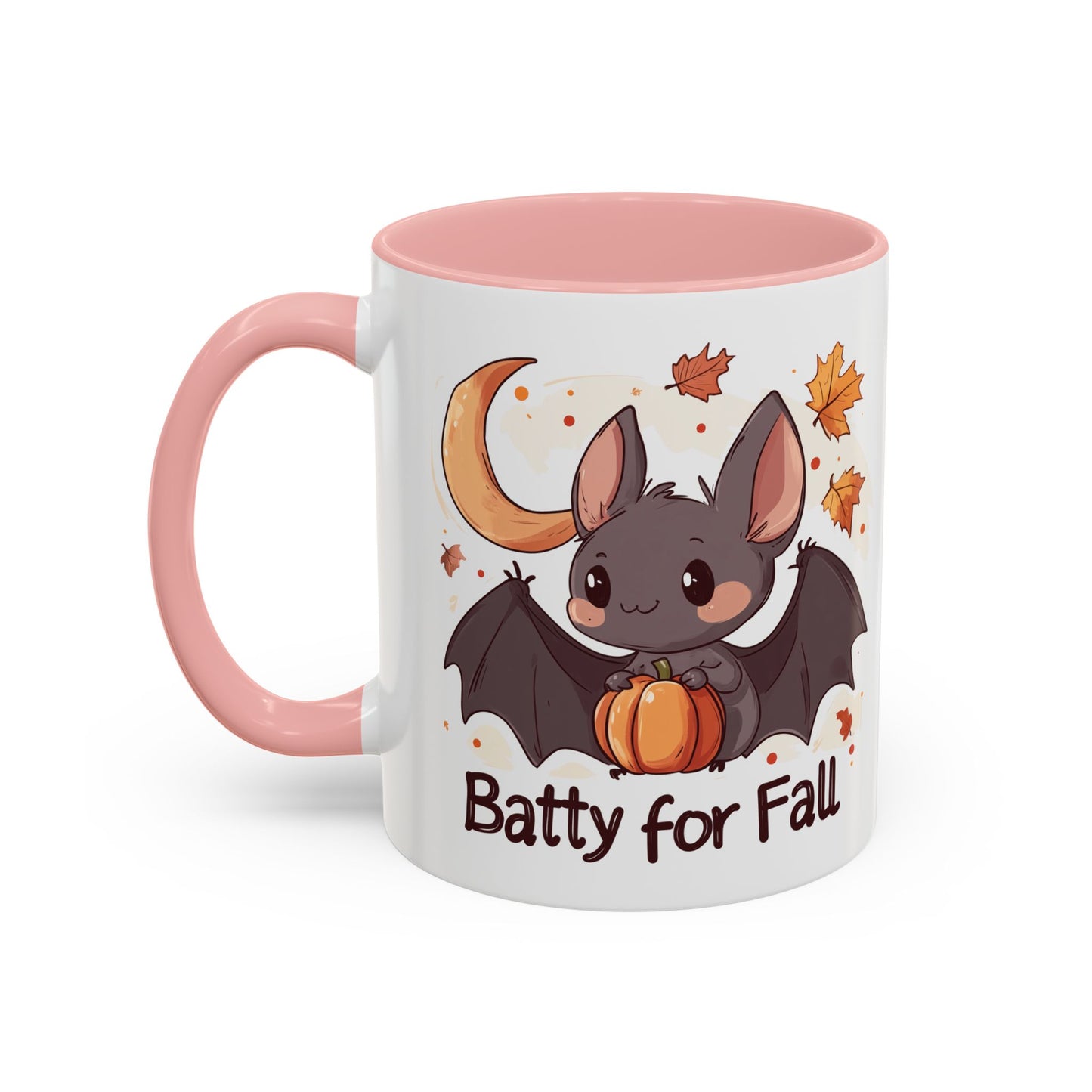 Batty for Fall Ceramic Mug - Adorable Bat and Pumpkin Design - Perfect for Halloween and Autumn Lovers