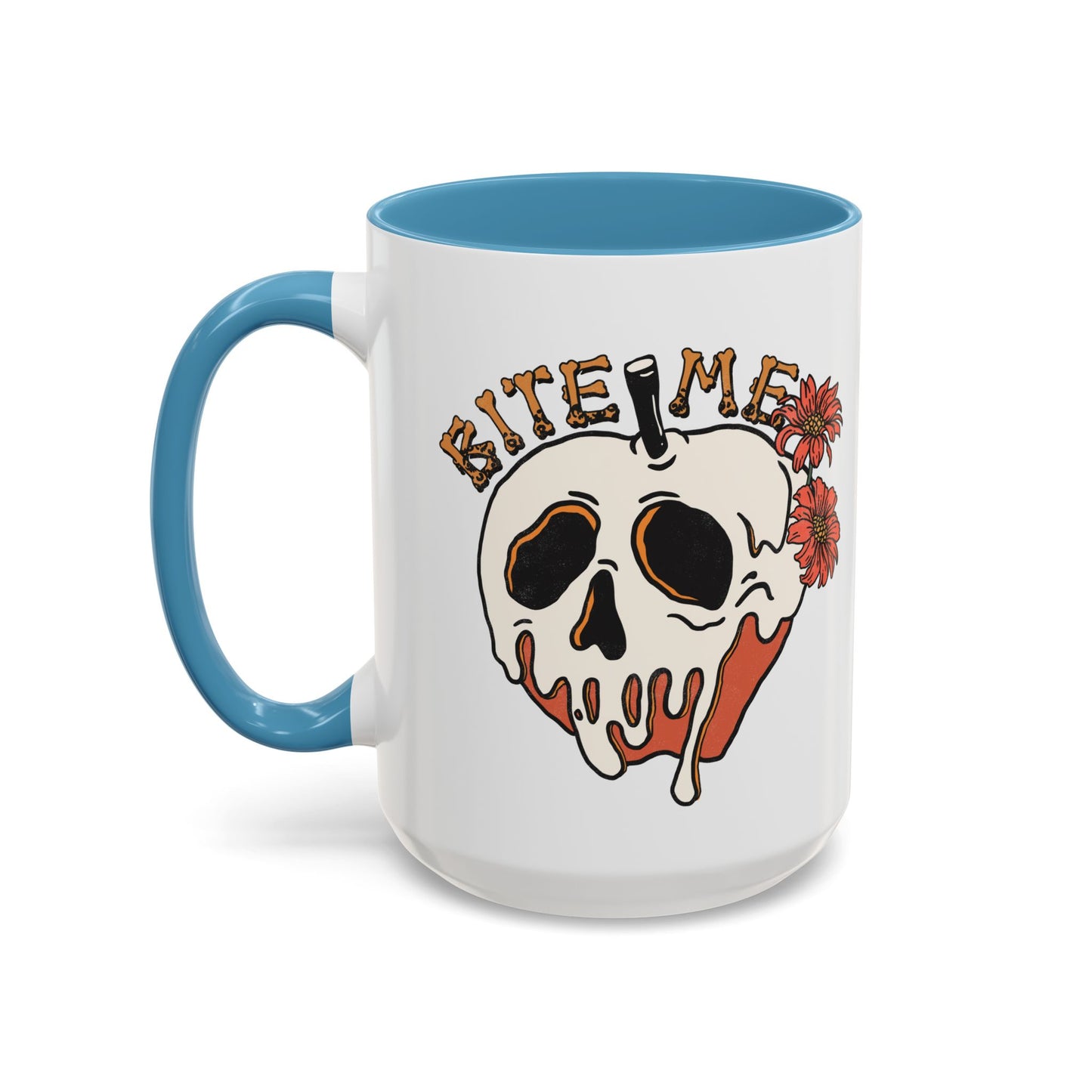 Bite Me Halloween Mug | Poison Apple Skull Design | Spooky Coffee Mug | Fall Drinkware | Gothic Gift Idea