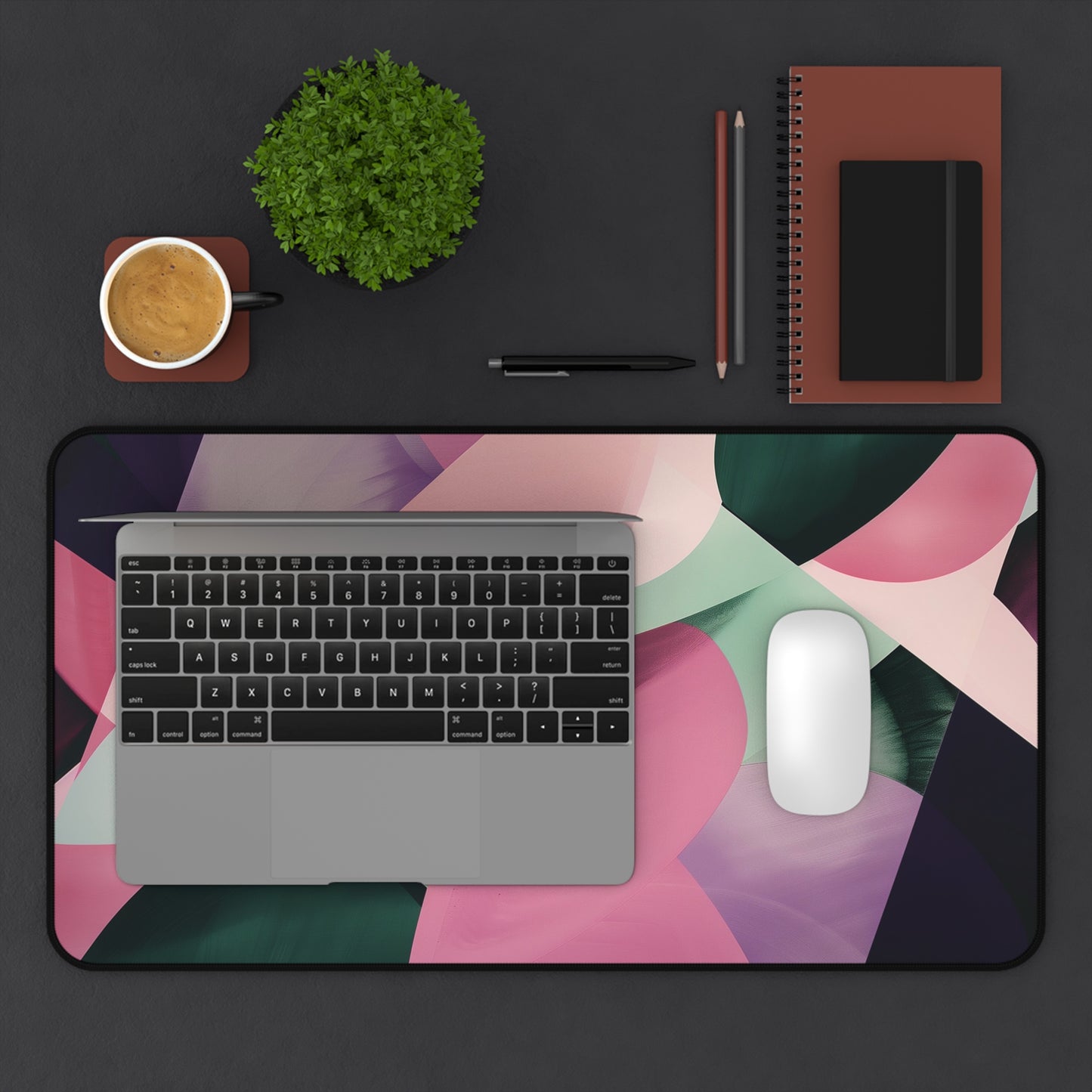 Modern Abstract Art Computer Desk Mat | Pastel Geometric Mouse Pad | Anti-Slip Neoprene Desk Mat for Home Office | 3 Sizes Available