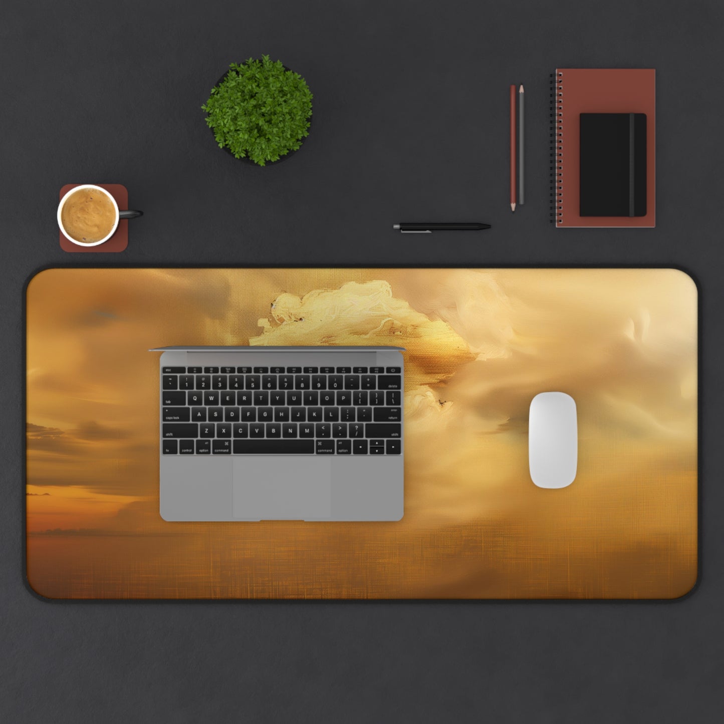 Golden Sky Computer Desk Mat | Ethereal Cloudscape Mouse Pad | Anti-Slip Neoprene Desk Mat for Home Office | 3 Sizes Available