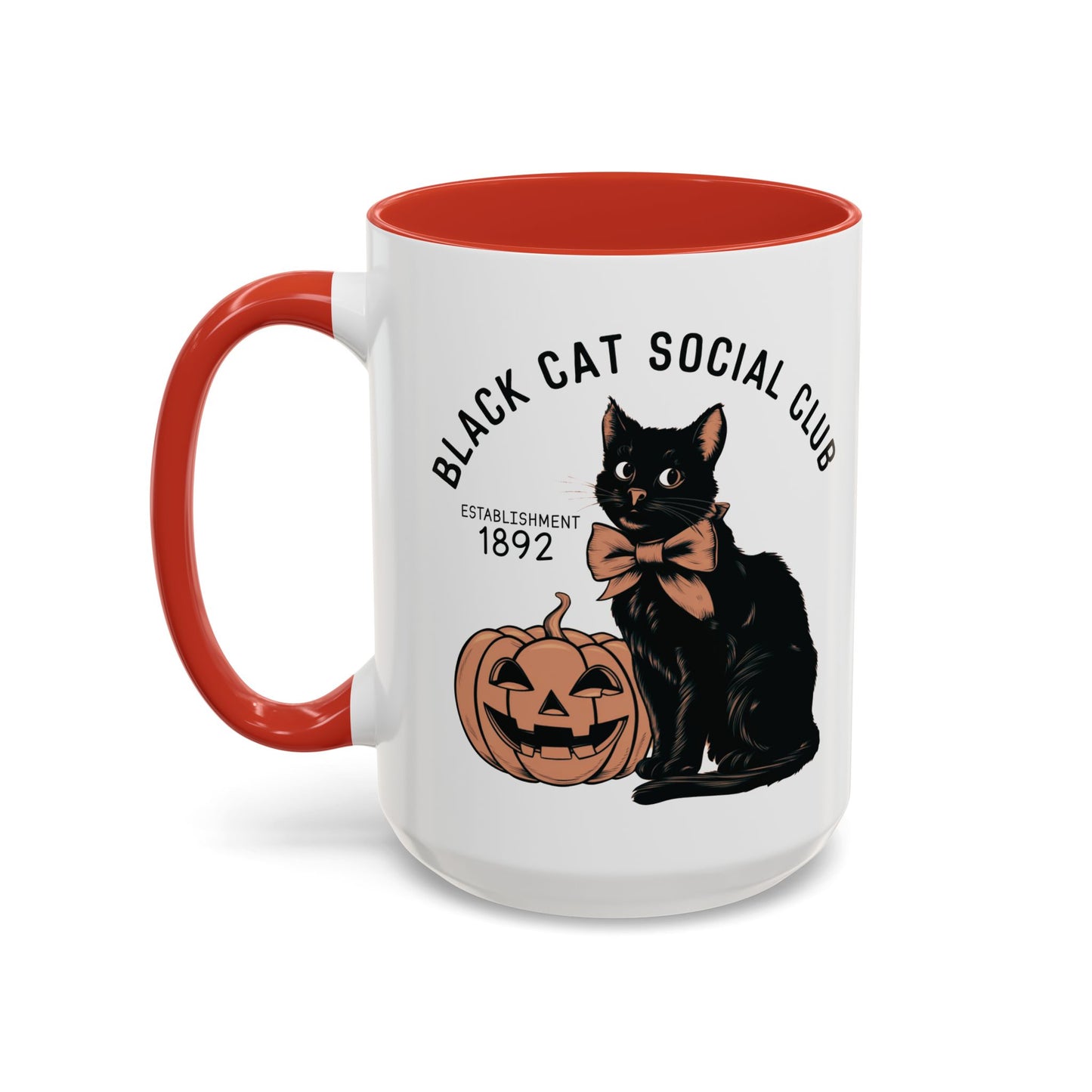 Black Cat Social Club Mug | Halloween Cat and Pumpkin Design | Spooky Coffee Mug | Fall Drinkware Gift