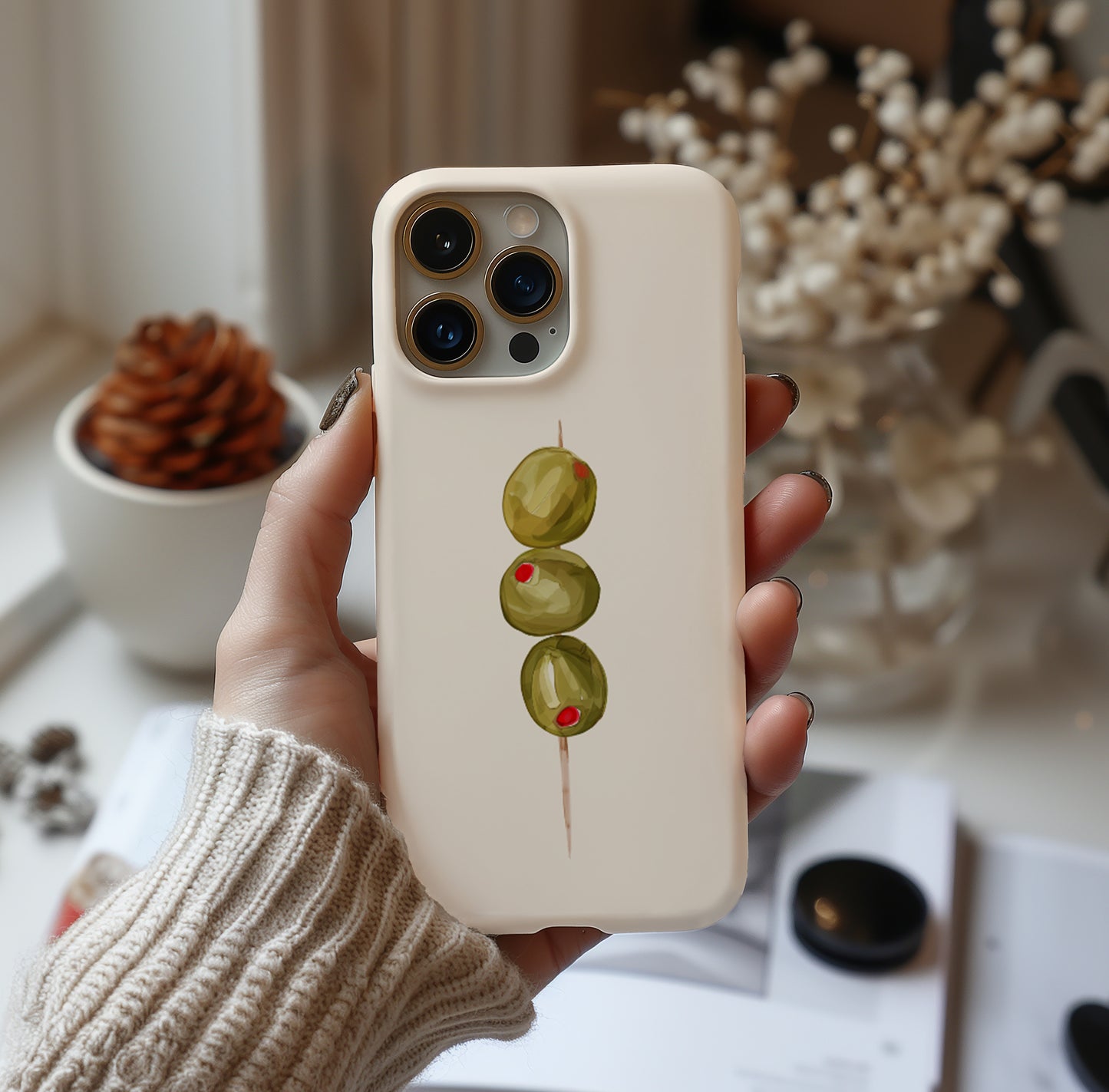 Olive Skewer iPhone Case – Slim, Tough, and Magnetic Tough Options